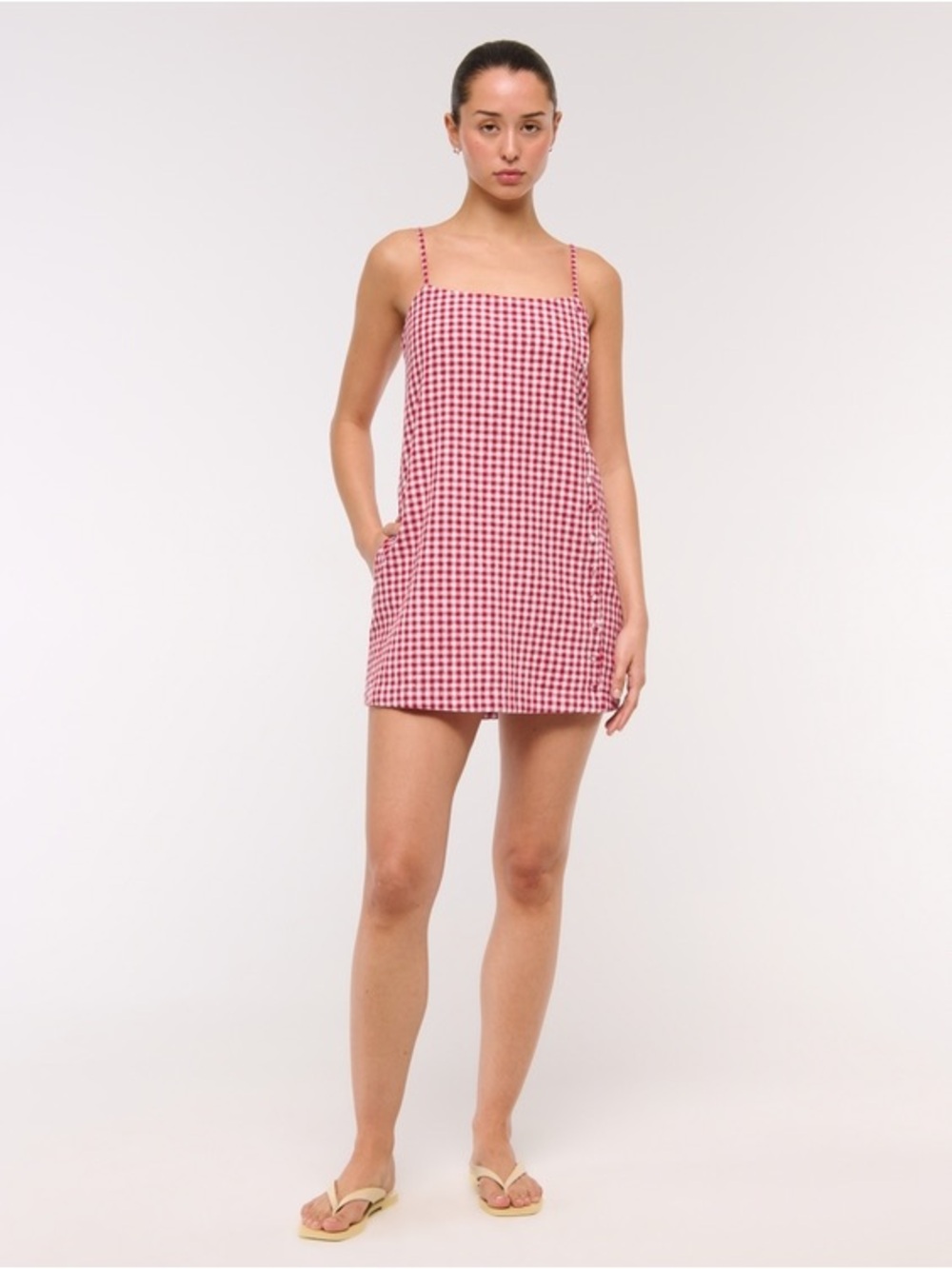 Abercrombie & Fitch Red Gingham Linen Skort Size L